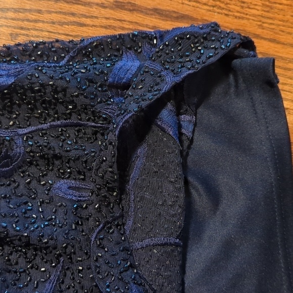 Aidan Mattox party low back Floral embroidery Beaded knee length dress Blue sz 8 - Picture 10 of 13